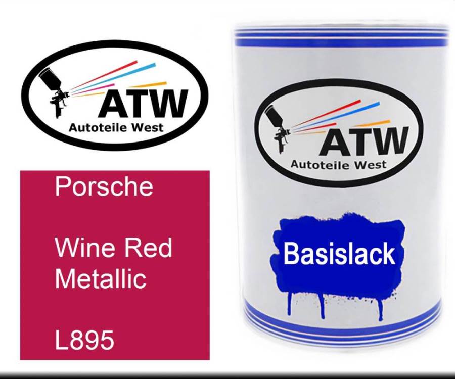 Porsche, Wine Red Metallic, L895: 500ml Lackdose, von ATW Autoteile West.